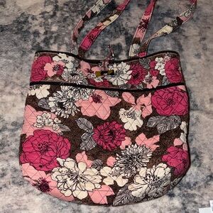 Floral Pink and Brown Women's Bag